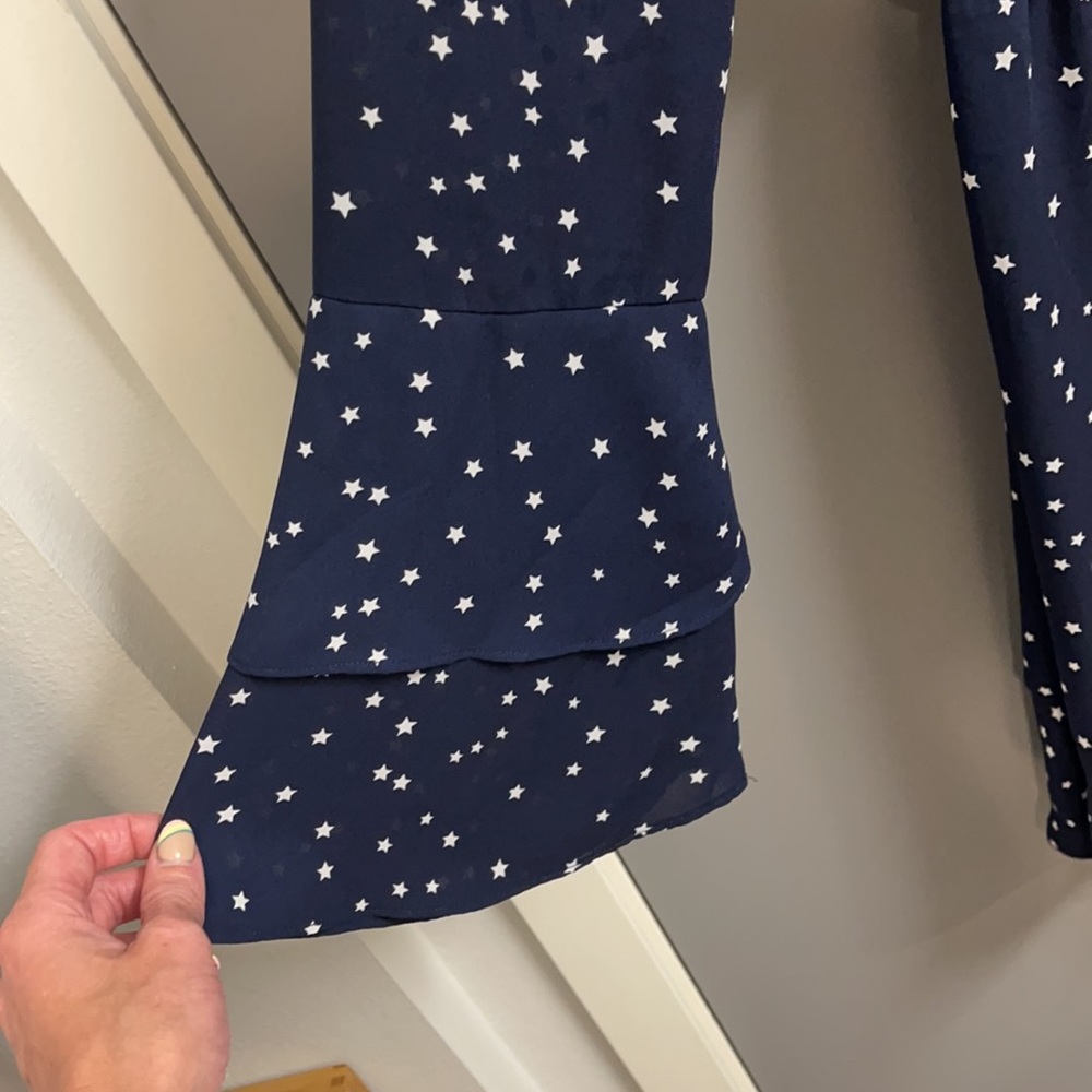 Bell Sleeve Navy Blue and Star Dress size S - Picture 3 of 5